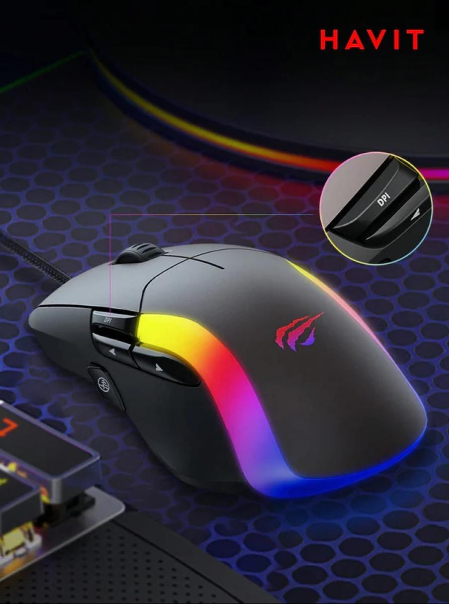 Havit MS959S Coloful Mouse Led Backlight, USB, Adjustable DPI, 8 Key