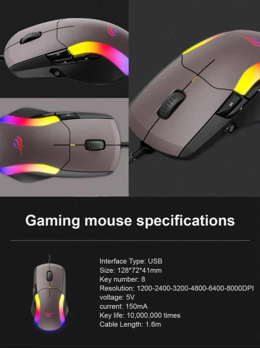 Havit MS959S Coloful Mouse Led Backlight, USB, Adjustable DPI, 8 Key
