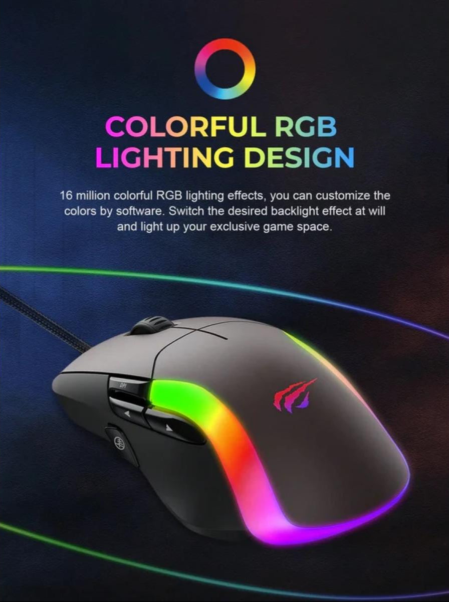 Havit MS959S Coloful Mouse Led Backlight, USB, Adjustable DPI, 8 Key