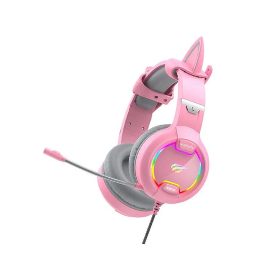 HAVIT GAMENOTE H2233D GAMING HEADPHONE COOL SHAPE RGB LIGHT - Pink