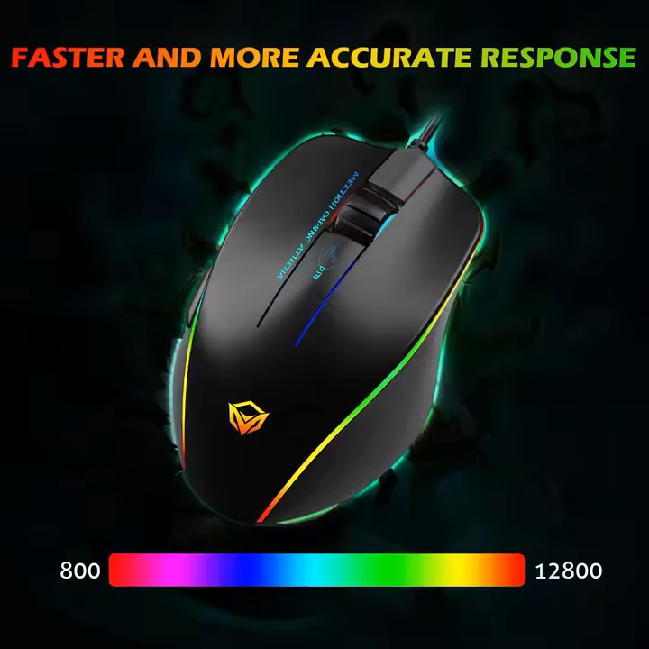 MeeTion MT-GM23 USB Wired RGB Gaming Mouse, Resolution 12800DPI, Keys: 5+1