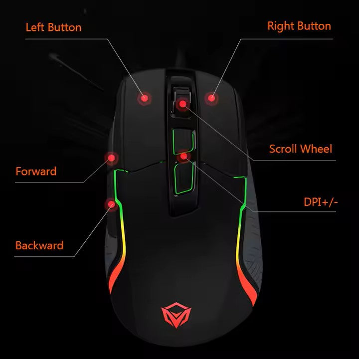 MeeTion MT-G3360 USB Professional Macro Gaming Mouse, Resolution 12000DPI, Keys:7