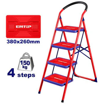 Emtop 4-Step Wide Ladder Heavy-duty Iron Anti-slip rubber feet 150Kilo ESLR1041 Emtop 4-Step Wide Ladder Heavy-duty Iron Anti-slip rubber feet 150Kilo ESLR1041