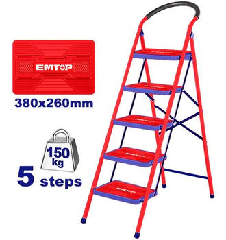 Emtop 5-Step Wide Ladder Heavy-duty Iron Anti-slip rubber feet 150Kilo ESLR1051 Emtop 5-Step Wide Ladder Heavy-duty Iron Anti-slip rubber feet 150Kilo ESLR1051