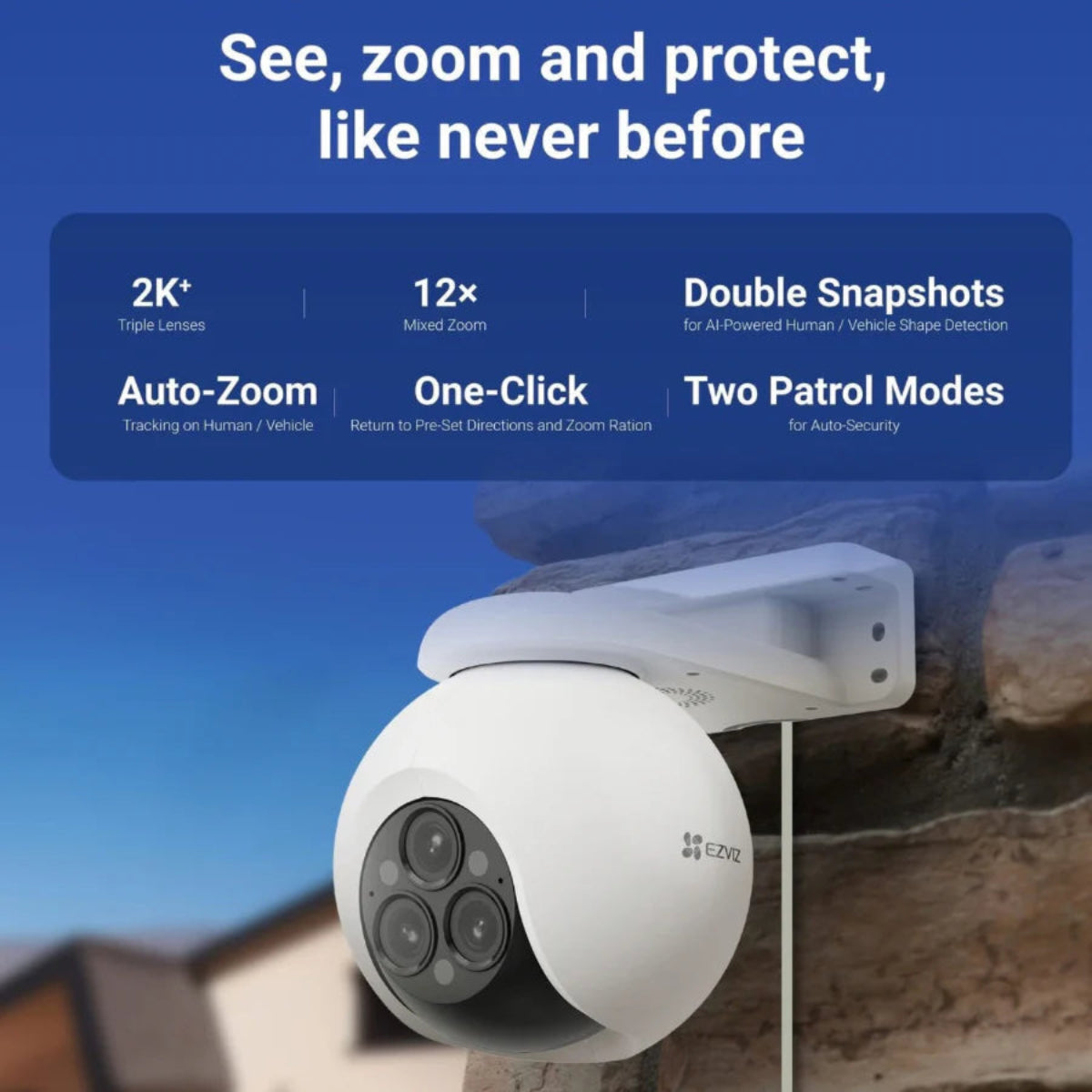 Ezviz H80f Multi Triple- Lens Smart Home Wi-Fi Camera, Triple Lenses