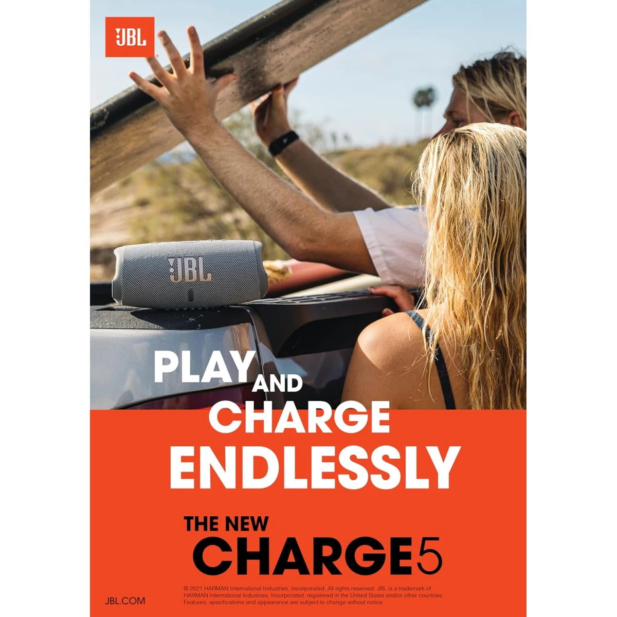 JBL (IP67)  CHARGE 5 Portable Waterproof Bluetooth Speaker with Power bank Charge