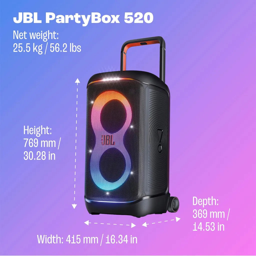 JBL PartyBox 520 - Portable Battery-Powered Party Speaker with AI Sound Boost JBL PartyBox 520 - Portable Battery-Powered Party Speaker with AI Sound Boost