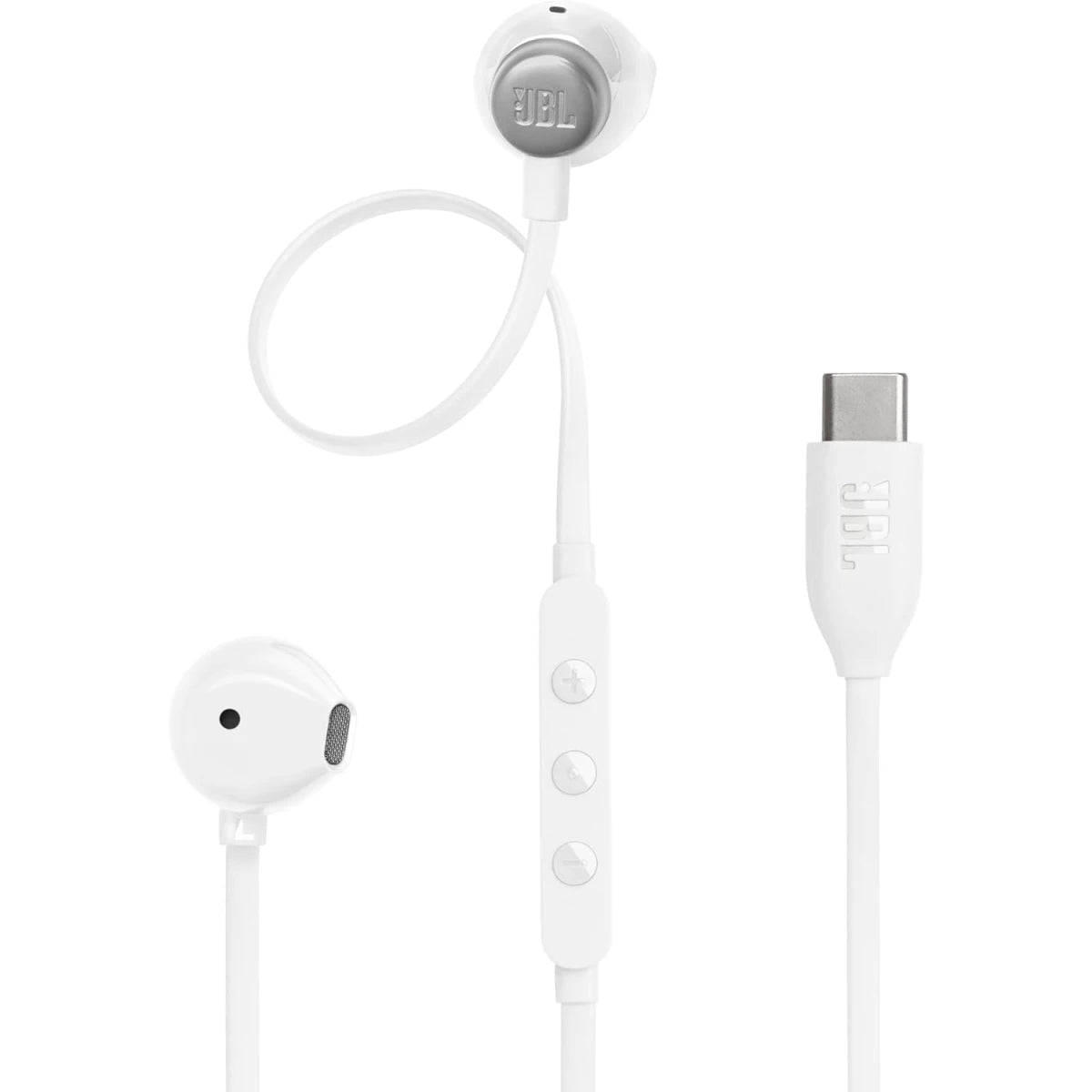 JBL Tune 305C Wired In-Ear Type-C Hi-Res Headphones - Black/White