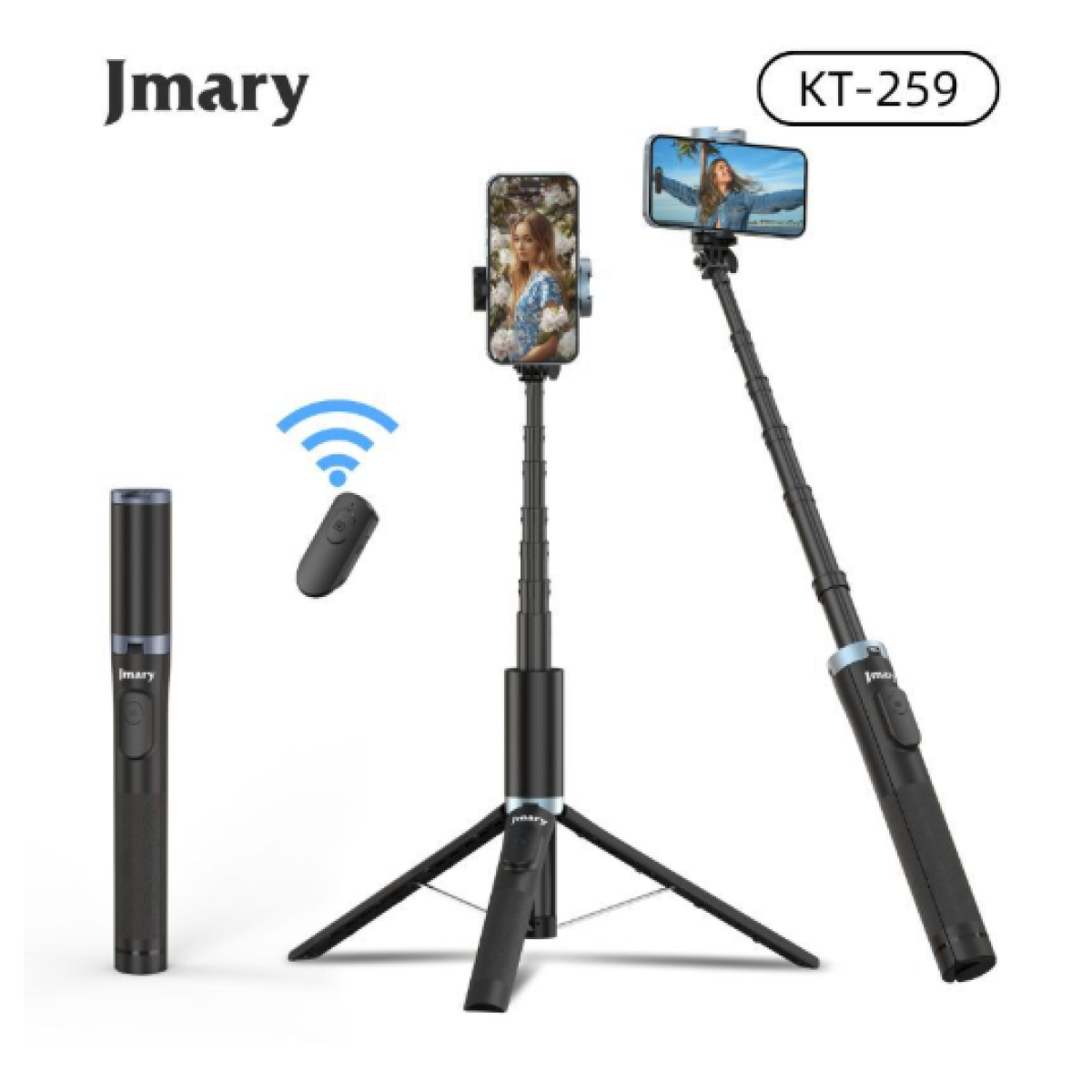 Jmary KT-259 All-in-One Selfie Stick (Tripod, selfie stick & Mobile Holder)