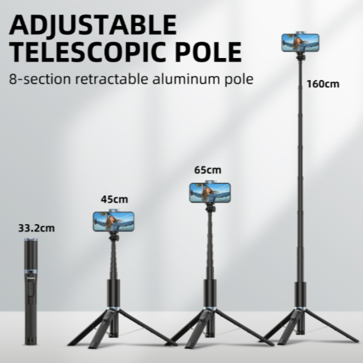 Jmary KT-259 All-in-One Selfie Stick (Tripod, selfie stick & Mobile Holder)