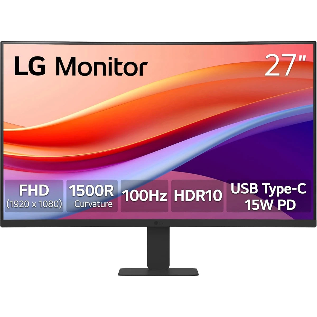 LG  27'' FHD curved monitor with 100Hz refresh rate and USB-C port 27U421A-B