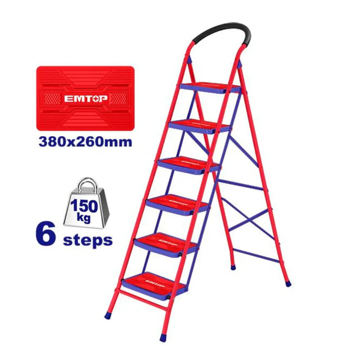 Emtop 6-Step Wide Ladder Heavy-duty Iron Anti-slip rubber feet 150Kilo ESLR1061 Emtop 6-Step Wide Ladder Heavy-duty Iron Anti-slip rubber feet 150Kilo ESLR1061