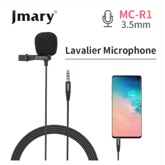 Jmary MC-R1 3.5mm Lavalier Microphone 2M Condenser Microphone 3.5mm Jack