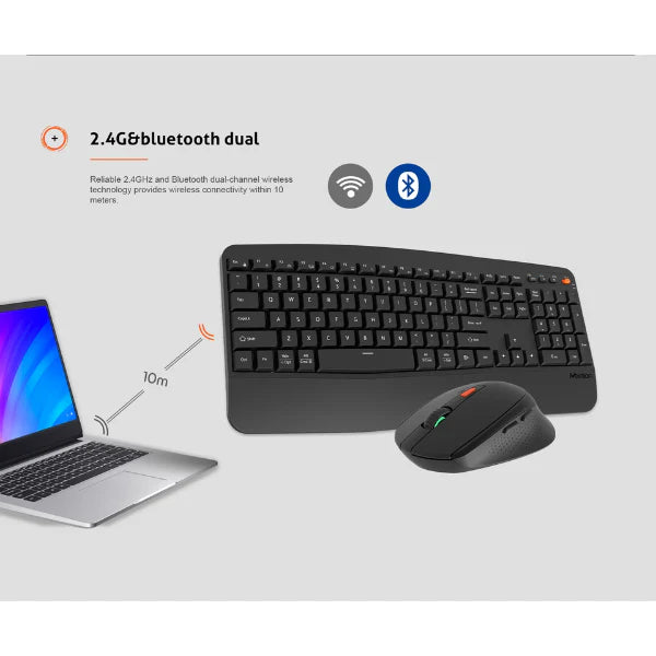 Meetion MT-DirectorA 2.4GHz & Bluetooth Dual, Ergonomic Keyboard & Mouse Combo