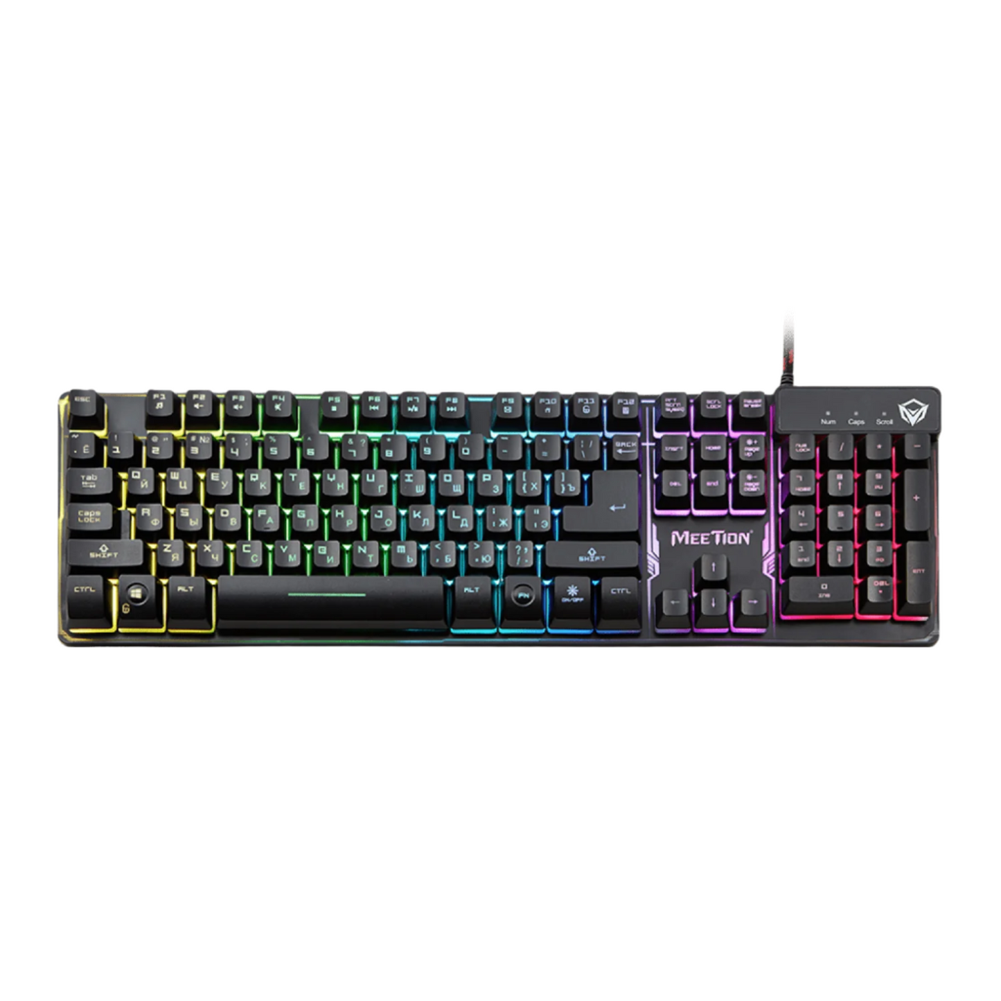 Meetion MT-K9300 Gaming Keyboard, Colorful Rainbow Backlit, USB Braided Cable