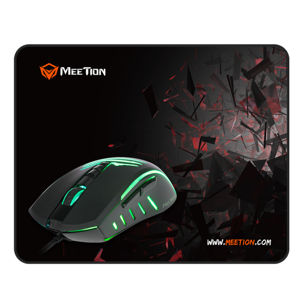 MeeTion MT-C011 USB Wired RGB Gaming Mouse & Pad Combo, Resolution 6400DPI