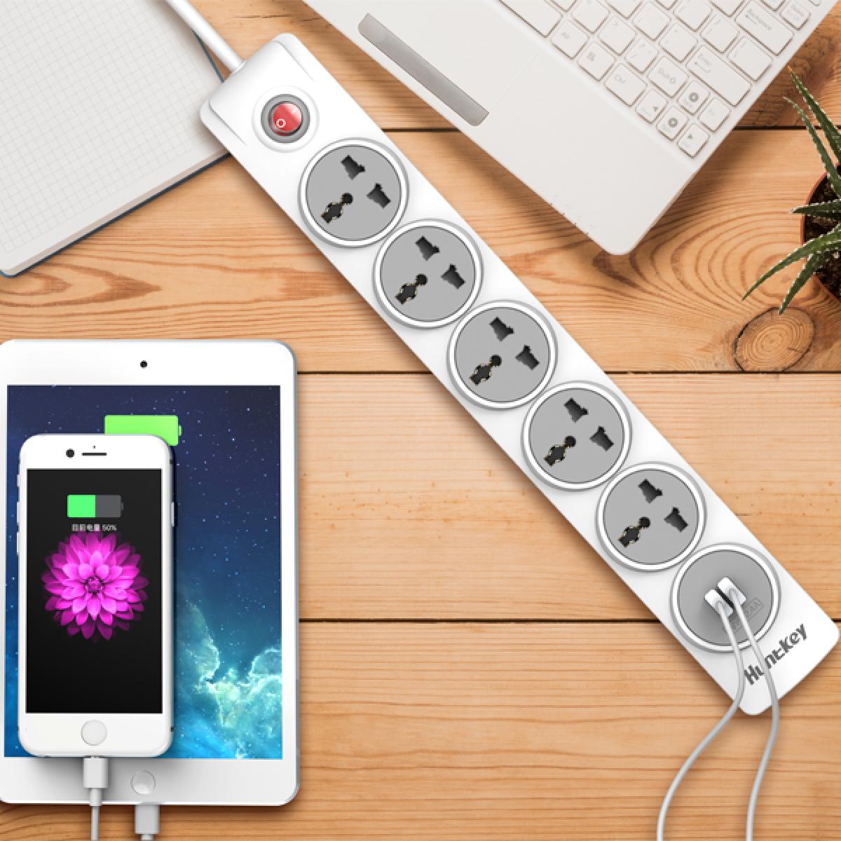 Huntkey SZN607 Power Strips, Universal Standard Child-protective 3Meter cable UK 250V