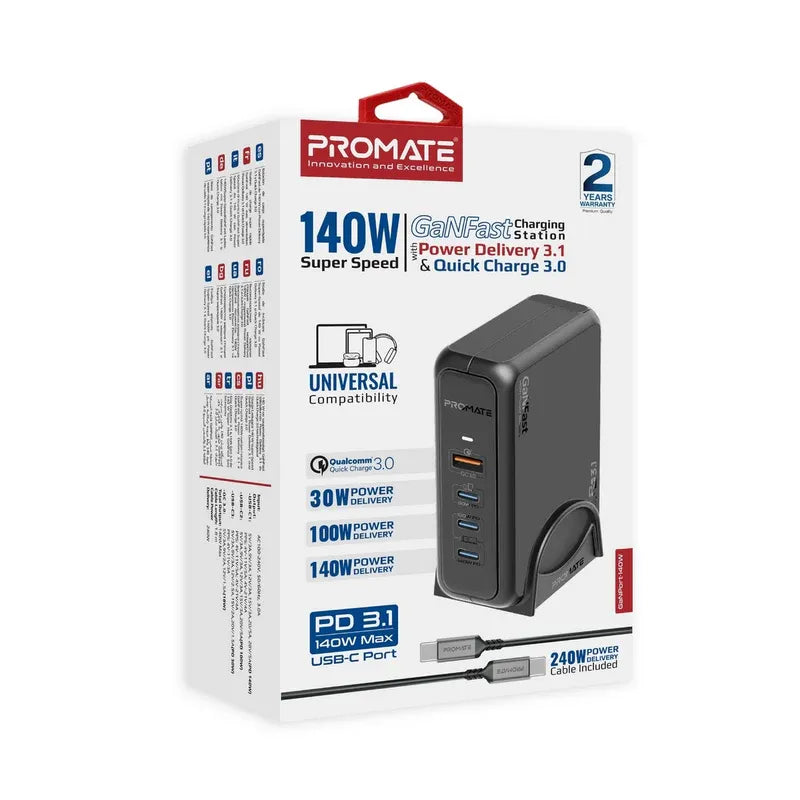 Promate 140W Super-Speed with Power Delivery 3.1 & Quick Charge 3.0 -140W.EU Promate 140W Super-Speed with Power Delivery 3.1 & Quick Charge 3.0 -140W.EU