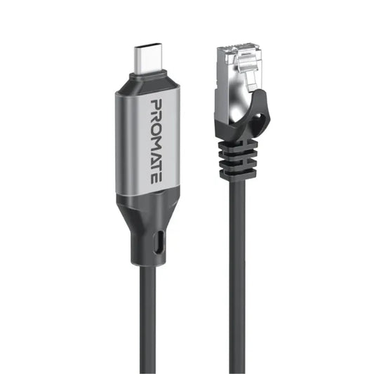 Promate USB-C to Ethernet Cable High-Speed USB-C to Gigabit Ethernet Cable, Clink-RJ45