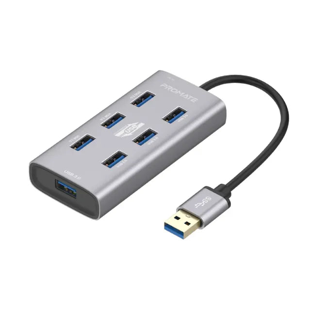 Promate EZHUB-7, Hub 7 USB-A Ports Include USB-A + USB-C Adaptor Promate EZHUB-7, Hub 7 USB-A Ports Include USB-A + USB-C Adaptor