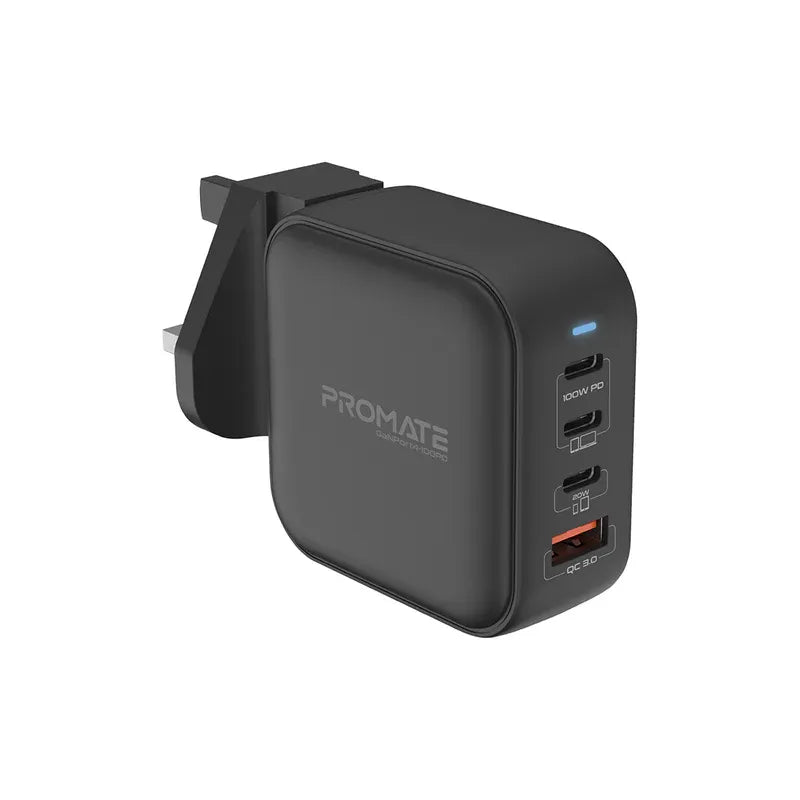 Promate 100W Power Delivery GaNFast™ Charger with Quick Charge 3.0 GaNPort4-100PD Promate 100W Power Delivery GaNFast™ Charger with Quick Charge 3.0 GaNPort4-100PD