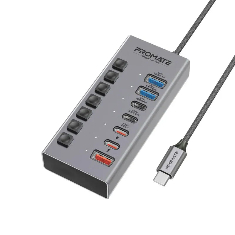 Promate GegaHub-10G , 7in1 High Speed Multi-Ports 10Gbps Data & Charging Hub Promate GegaHub-10G , 7in1 High Speed Multi-Ports 10Gbps Data & Charging Hub