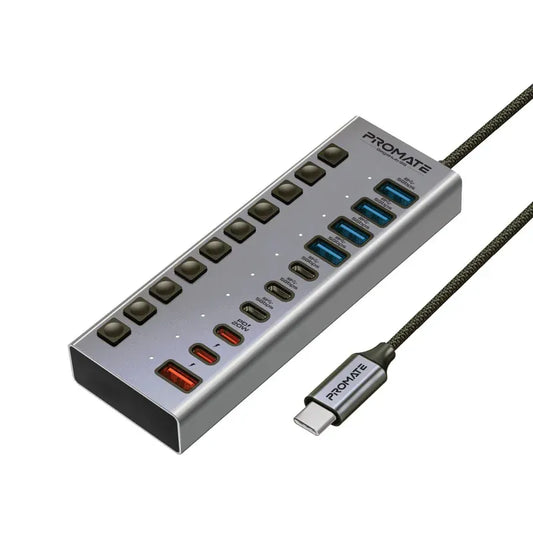 Promate GegaHub-5G, 10-in-1 Multi-Port 5Gbps Data & Charging Hub