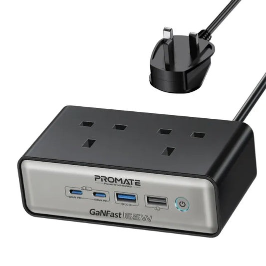 Promate Charging Station 65W GaNFast on 3250W Dual AC Socket PowerBrix2-GaN65