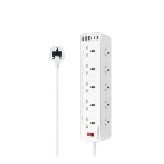 Promate 10AC Socket Space Efficient Power Strip Multiple Fast Charging USB Ports