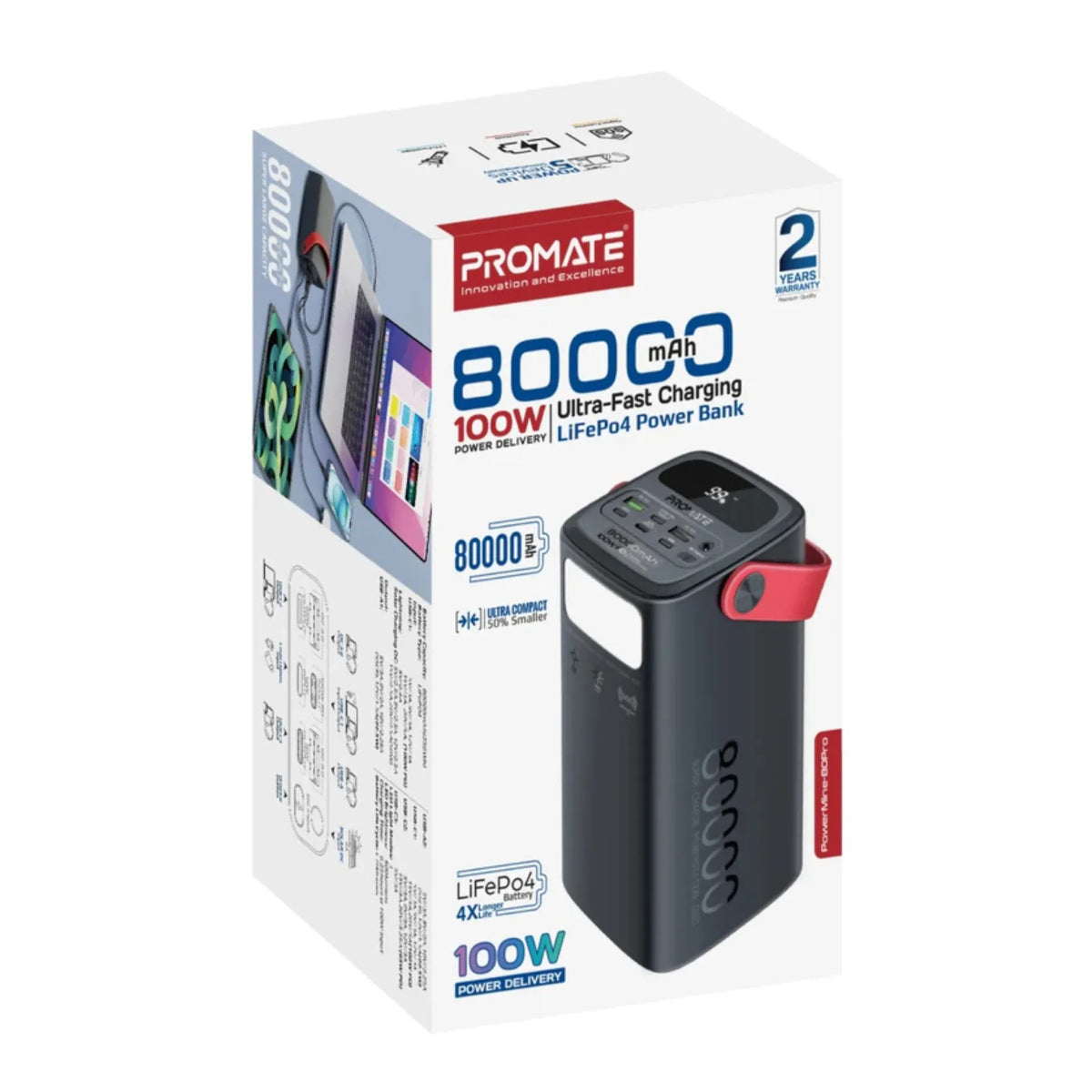 Promate 80000mAh High-Capacity 100W Ultra-Fast-Charging Power PowerMine-80Pro Promate 80000mAh High-Capacity 100W Ultra-Fast-Charging Power PowerMine-80Pro