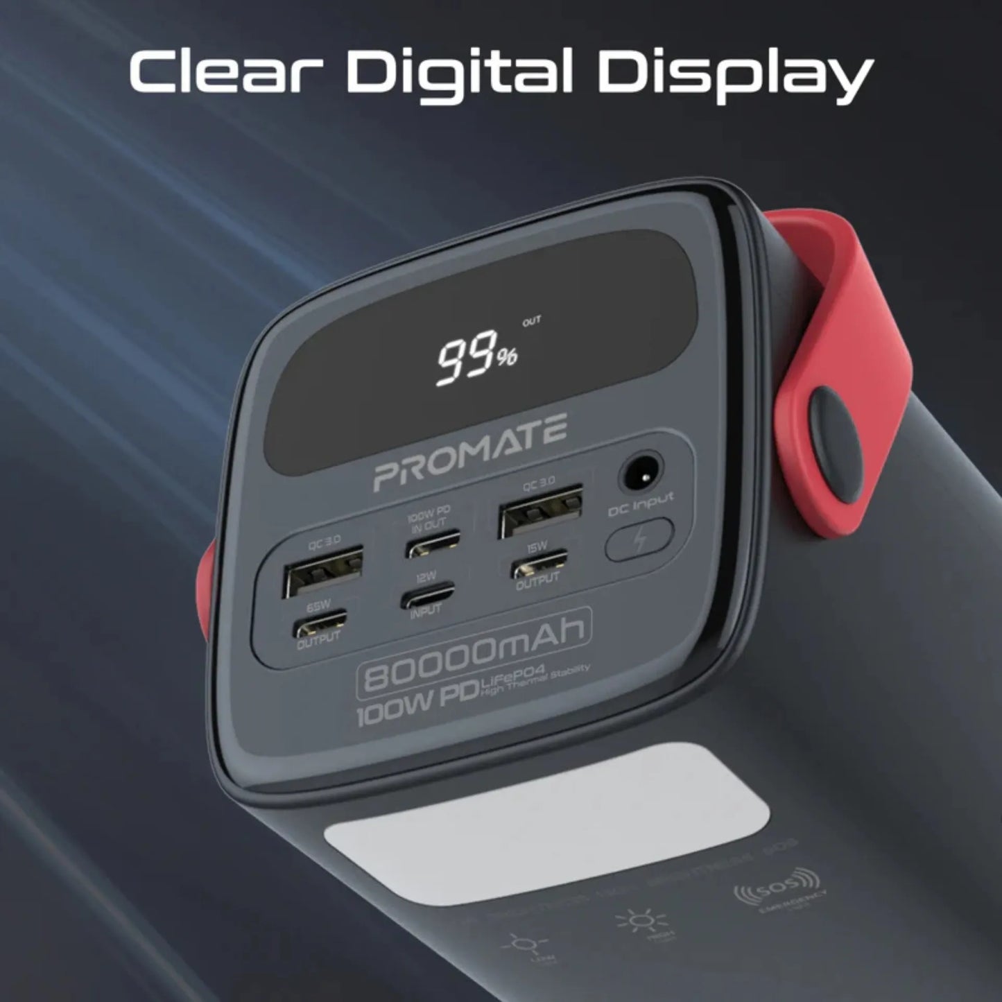 Promate 80000mAh High-Capacity 100W Ultra-Fast-Charging Power PowerMine-80Pro