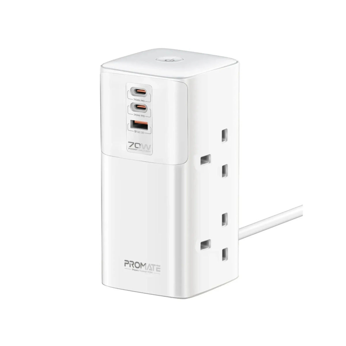 Promate Charging Station 70W Multi-Port Quad AC Sockets PowerTower-70W Promate Charging Station 70W Multi-Port Quad AC Sockets PowerTower-70W