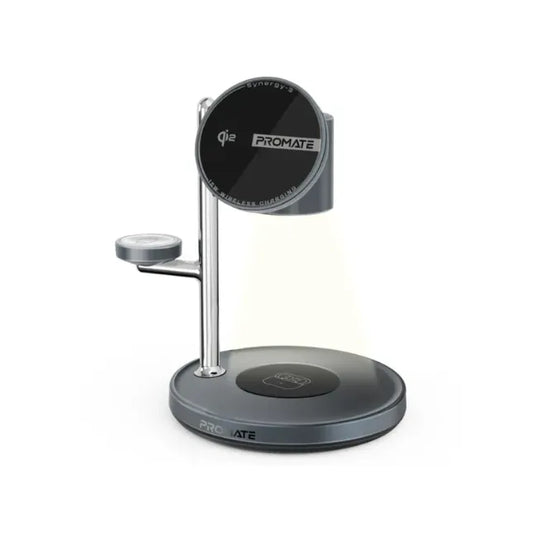 Promate 4-in-1 Qi2 Certified MagSafe Compatible Wireless Charging Station Synergy-3