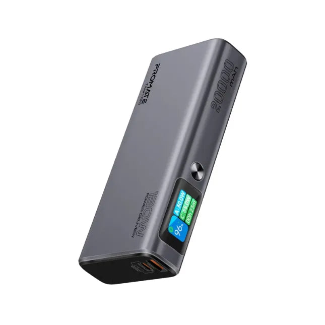 Promate Sleek 130W Multi-Port Power Delivery Power Bank TFT LCD Screen Titan-130 Promate Sleek 130W Multi-Port Power Delivery Power Bank TFT LCD Screen Titan-130