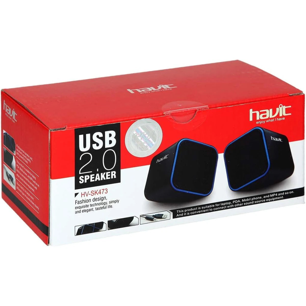 Havit PC Speakers HV-SK473 2.0 Channel USB Multimedia Stereo Sound System (Red)