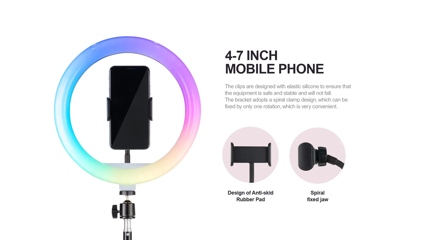 Havit ST7026 LED Phone Holder TRIPOD WITH 10INCHES RGB RING LIGHT