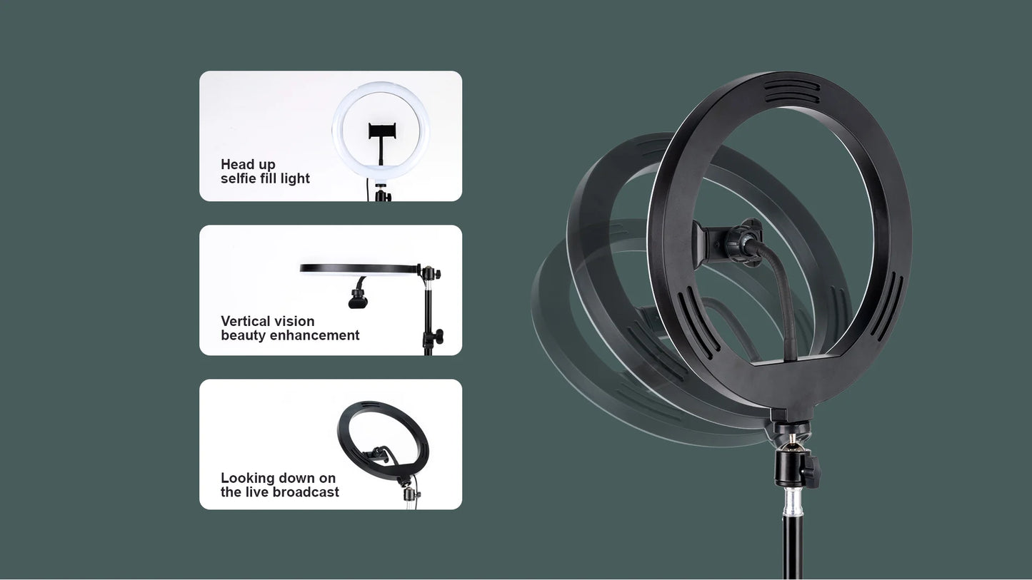 Havit ST7026 LED Phone Holder TRIPOD WITH 10INCHES RGB RING LIGHT