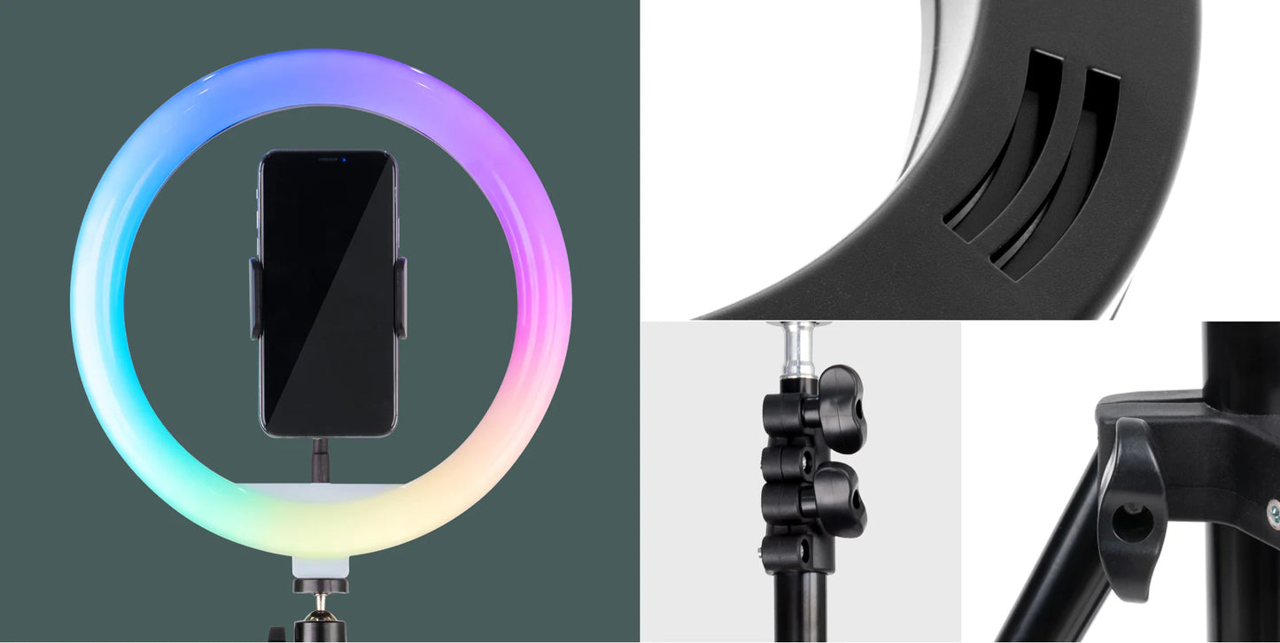 Havit ST7026 LED Phone Holder TRIPOD WITH 10INCHES RGB RING LIGHT