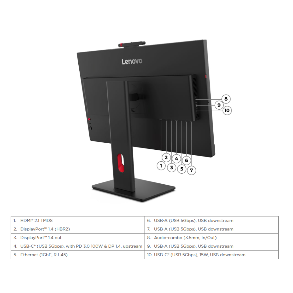 Lenovo ThinkVision T27QD-4v 27" IPS QHD 120Hz VoIP Monitor with webcam