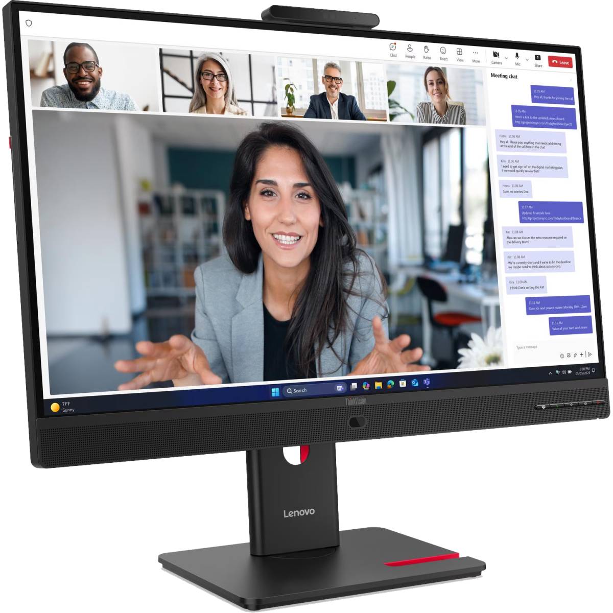 Lenovo ThinkVision T27QD-4v 27" IPS QHD 120Hz VoIP Monitor with webcam