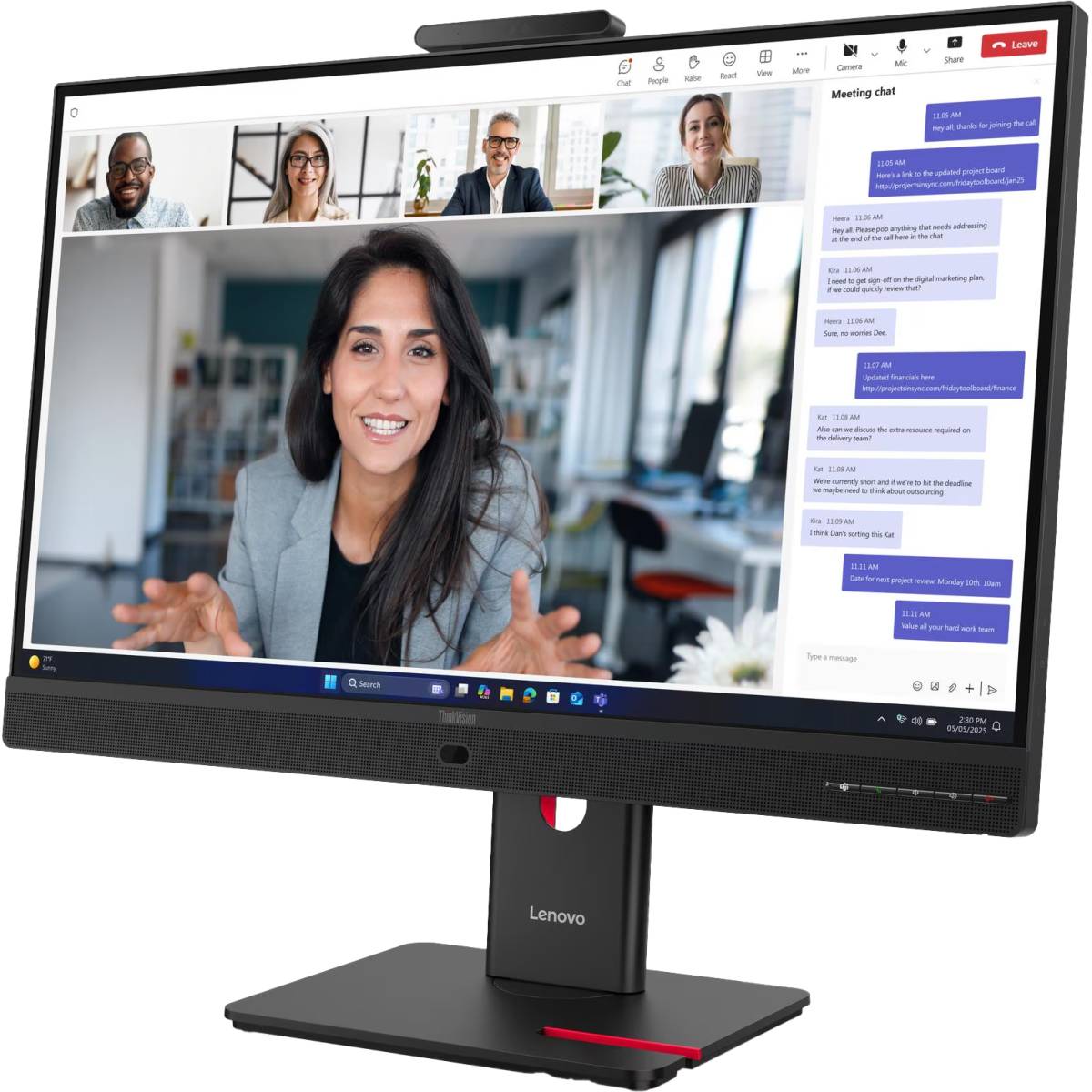 Lenovo ThinkVision T27QD-4v 27" IPS QHD 120Hz VoIP Monitor with webcam