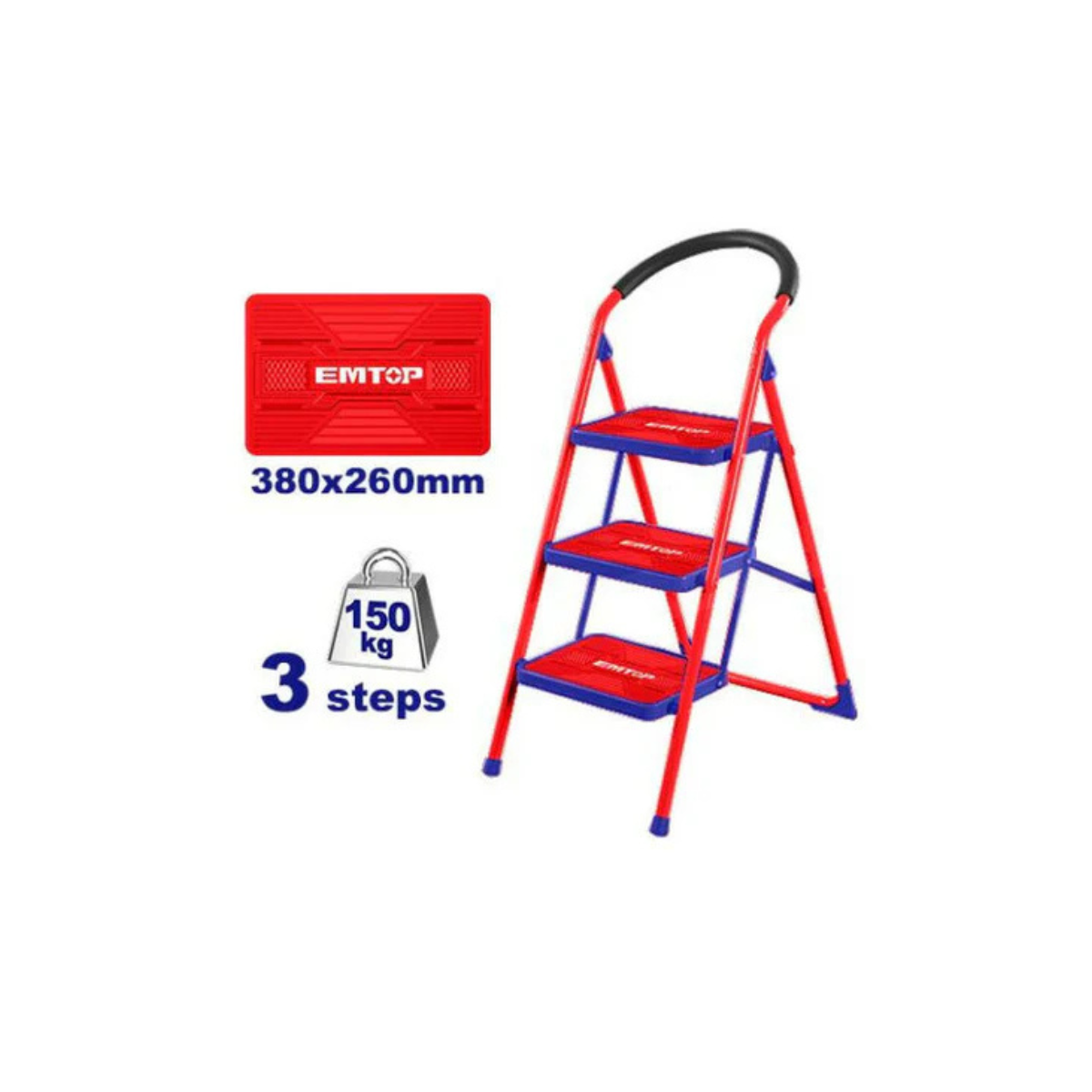 Emtop 3-Step Wide Ladder Heavy-duty Aluminium Anti-slip rubber feet 150Kilo ELAD1031 Emtop 3-Step Wide Ladder Heavy-duty Aluminium Anti-slip rubber feet 150Kilo ELAD1031