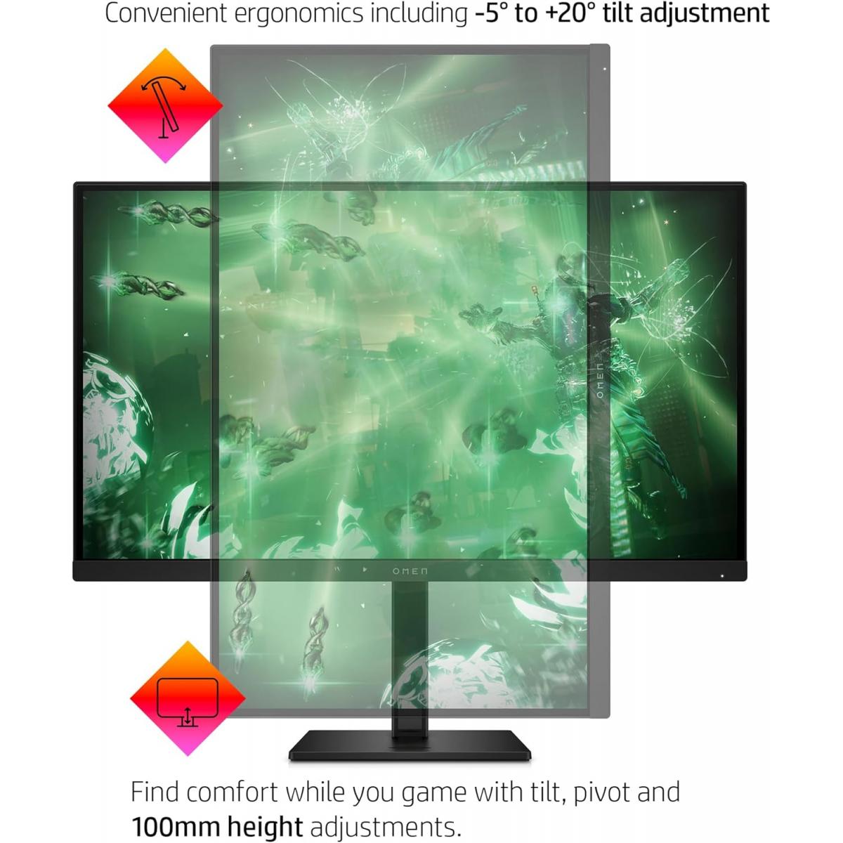 HP OMEN 27 Inch FHD Gaming Monitor 165Hz Eye Ease, Adjustable Stand