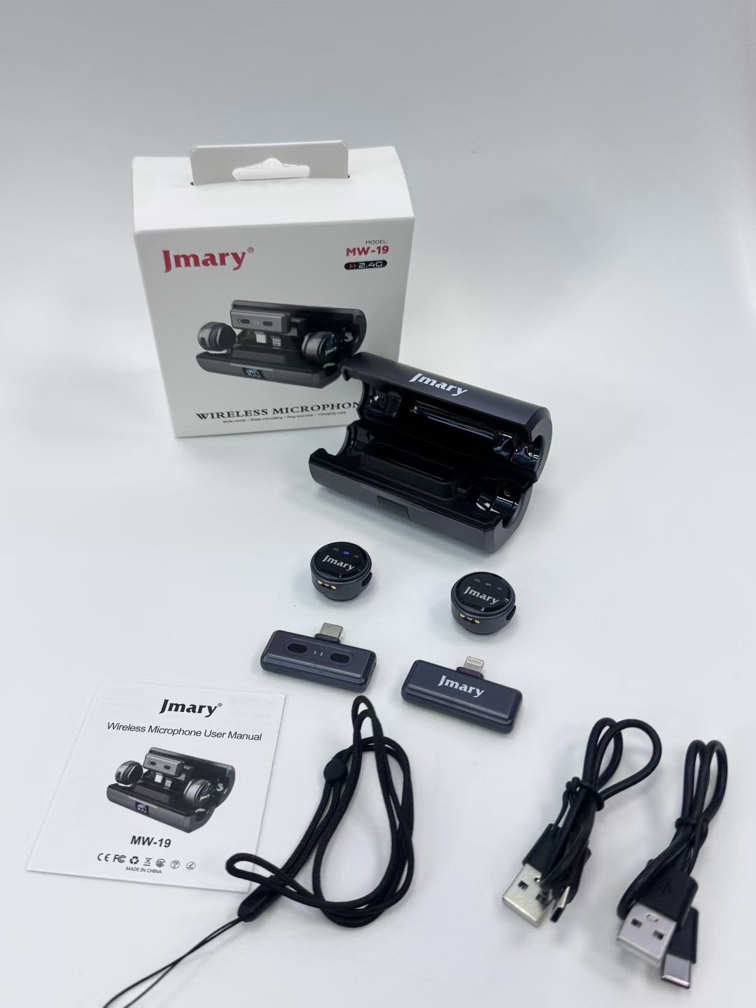 Jmary MW-19 2.4G Wireless Two Microphone for Mobile for iPhone & Type-C
