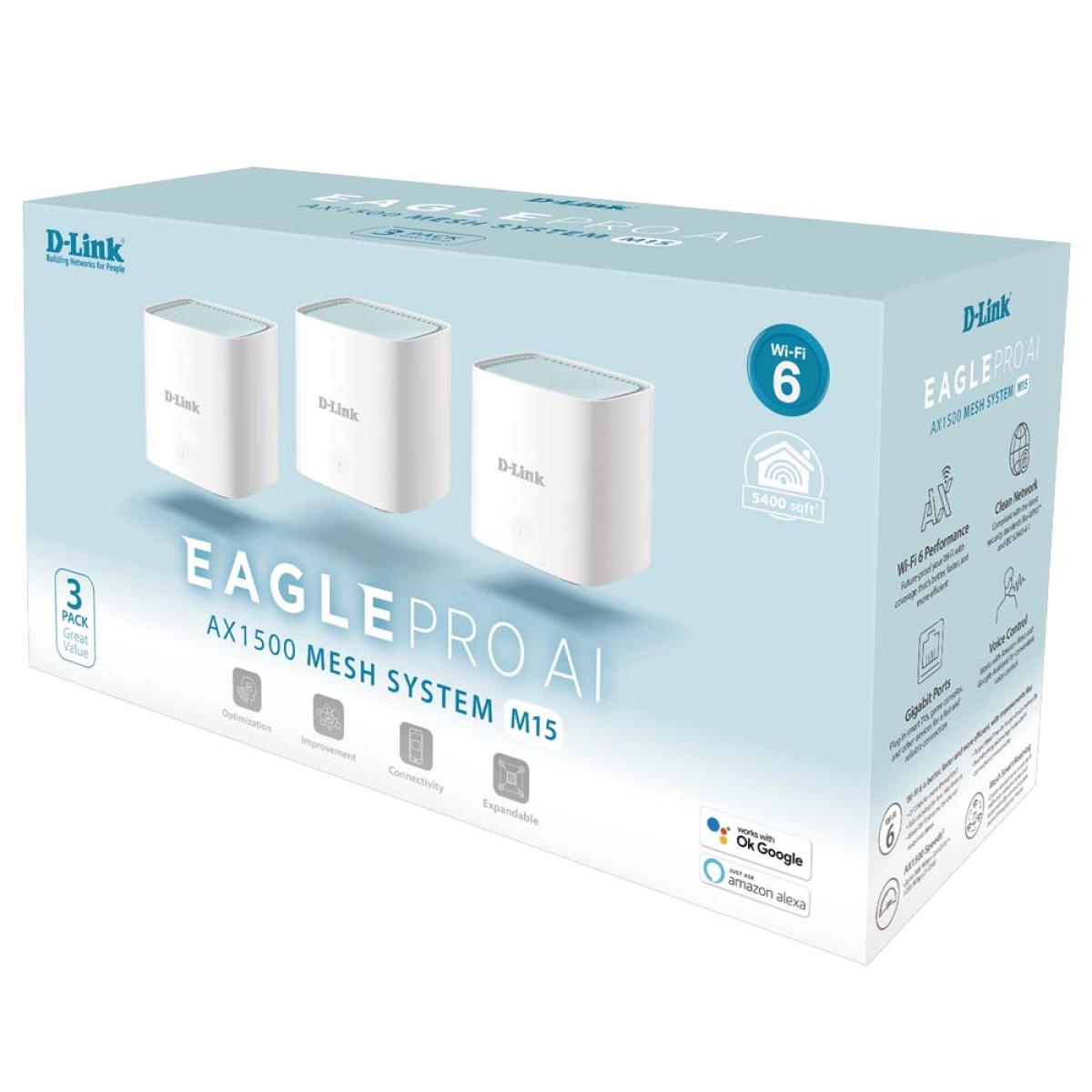D-Link M15 AX1500 Wi-Fi Mesh Kit (3 Pack)  Wi-Fi 6 Security