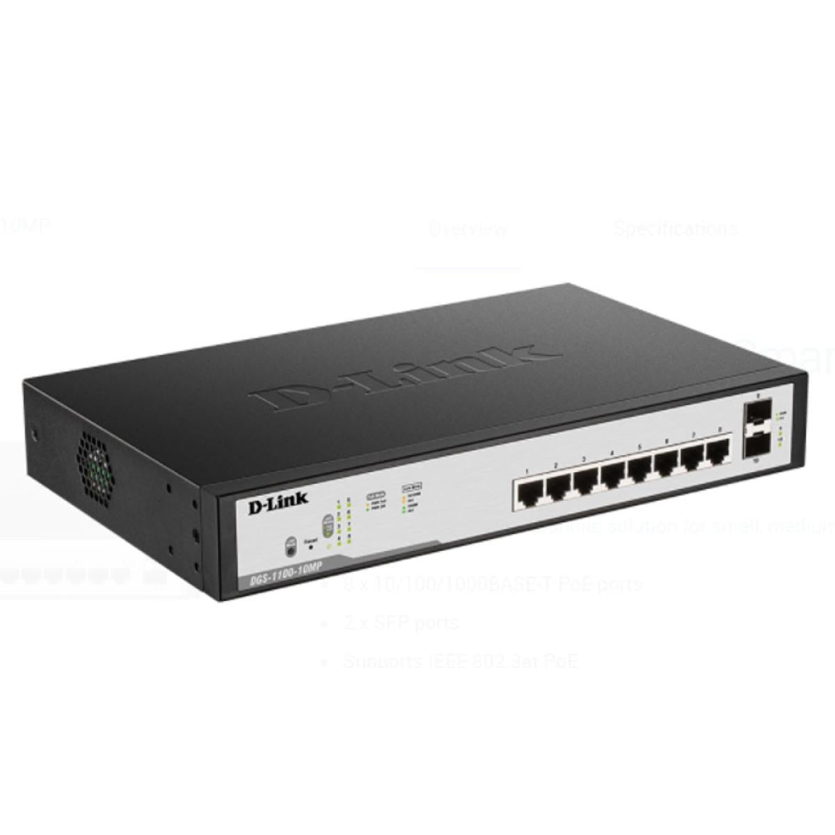D-Link DGS-F1100-10PS-E/B 8 Port PoE Gigabit Smart Managed Switch  96W
