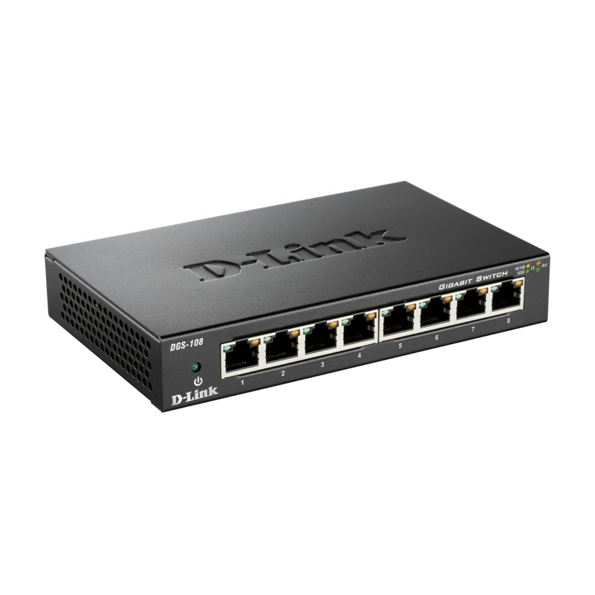 D-Link DGS-108 8-Port 10/100/1000 Unmanaged Gigabit Switch Plug-and-play