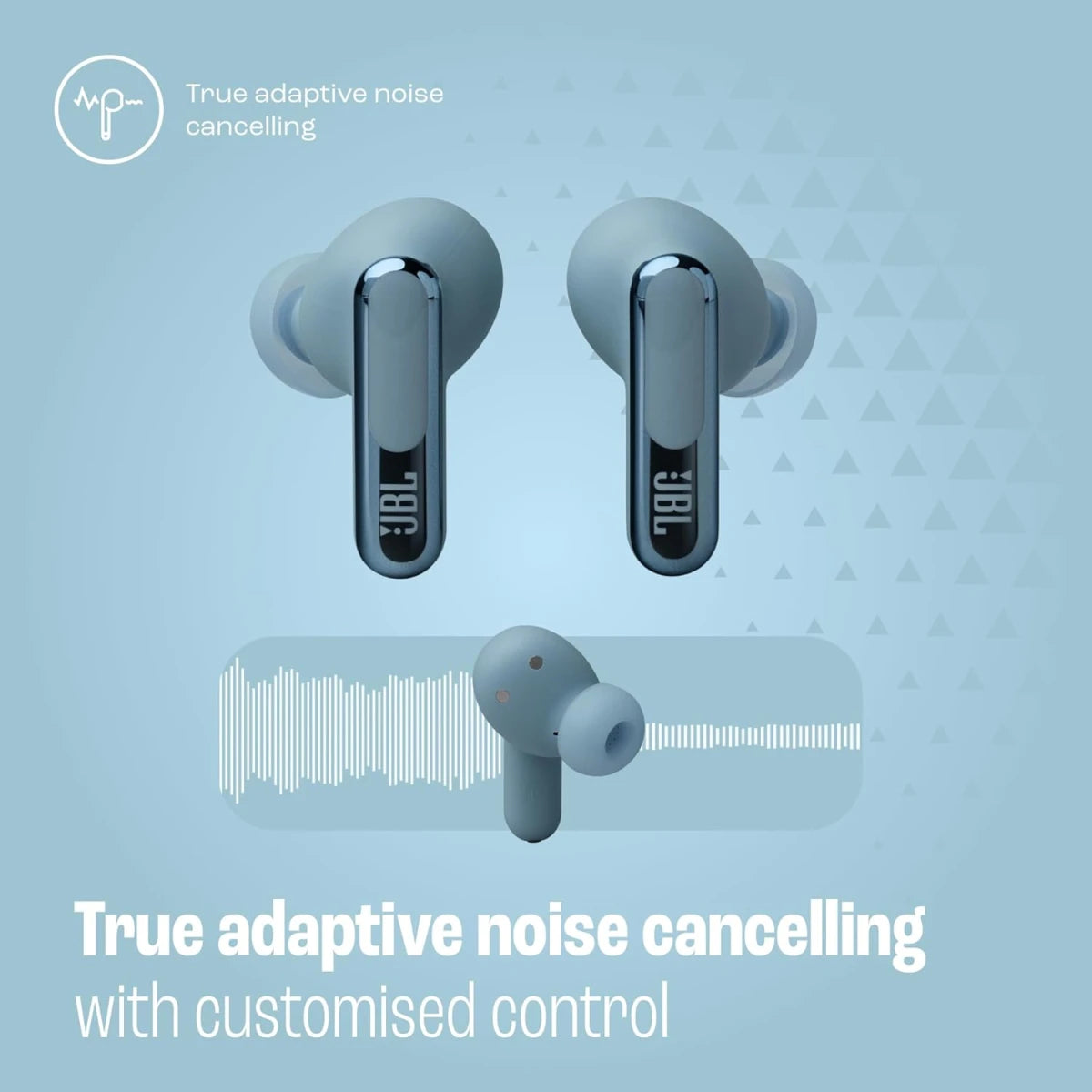 JBL Live Beam 3 Wireless Earbud Headphones, 48H  Blue Noise Cancelling