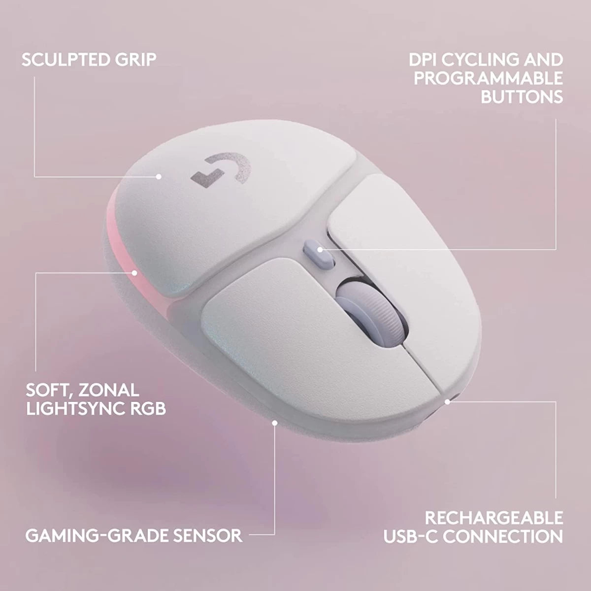Logitech G705 LIGHTSPEED Bluetooth & Wireless Gaming Mouse- White
