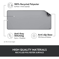 Logitech PadStudio Series Mouse Mat with Anti-Slip Rubber Base Durable Mid-Grey Logitech PadStudio Series Mouse Mat with Anti-Slip Rubber Base Durable Mid-Grey